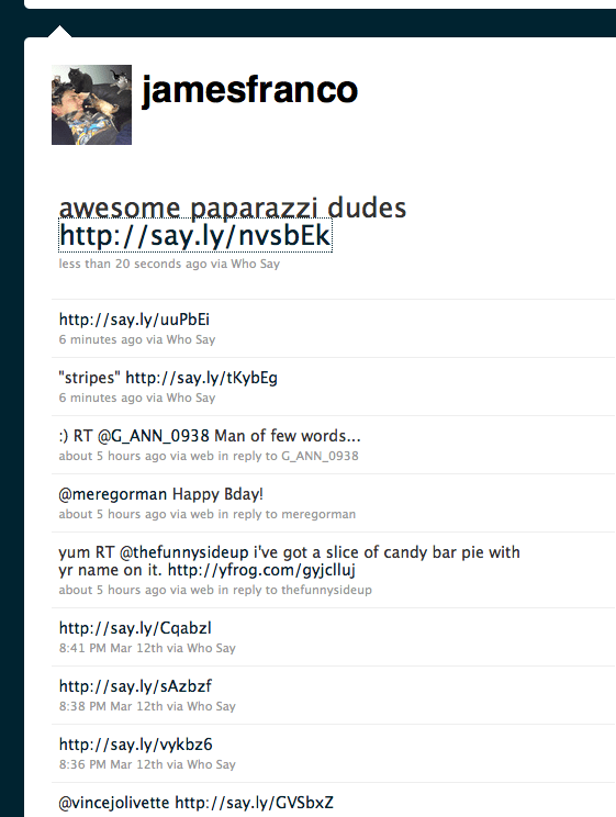 Chapter 19 James franco tweeter